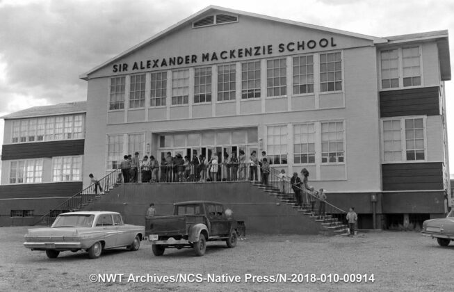 Sir Alexander Mackenzie School in Inuuvik, 1972. Credit: NWT Archives/Native Communications Society fonds - Native Press photograph collection/N-2018-010: 00914.