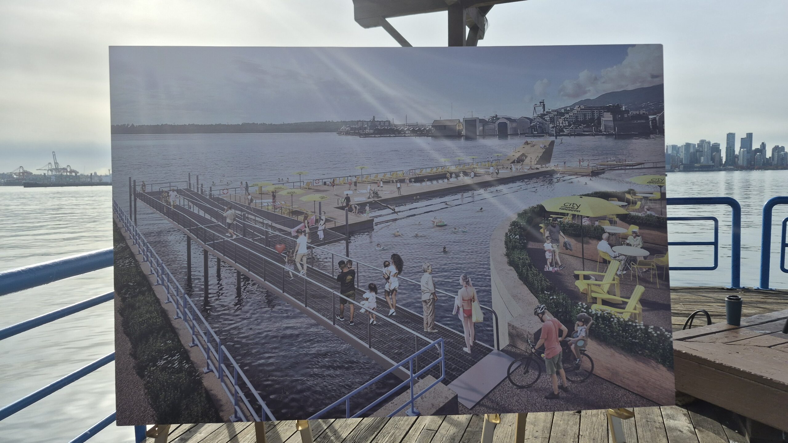 Artistic rendering of the North Vancouver Harbour Swimming Deck.